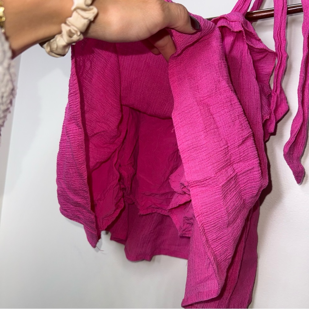 Lulu's Pink Perfect Babe Hot Pink Ruffled Tie-Strap Top - Picture 6 of 7